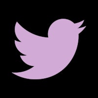 a purple twitter logo on a black background