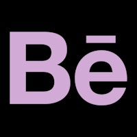 a purple be logo on a black background